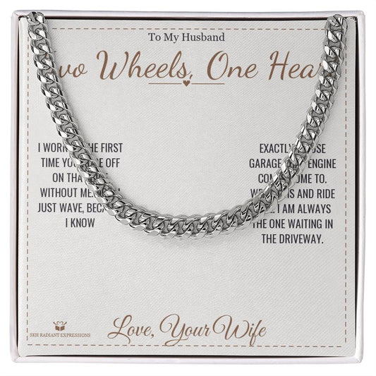 Two Wheels, One Heart - Cuban Link Chain for Husband - personalized keepsake gift from SKH Radiant Expressions