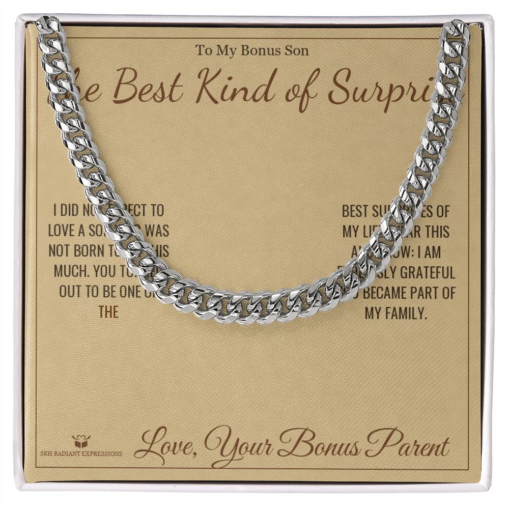 The Best Kind of Surprise - Cuban Link Chain for Stepson - personalized keepsake gift from SKH Radiant Expressions