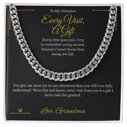 Every Visit, A Gift - Cuban Link Chain for Grandson - personalized keepsake gift from SKH Radiant Expressions