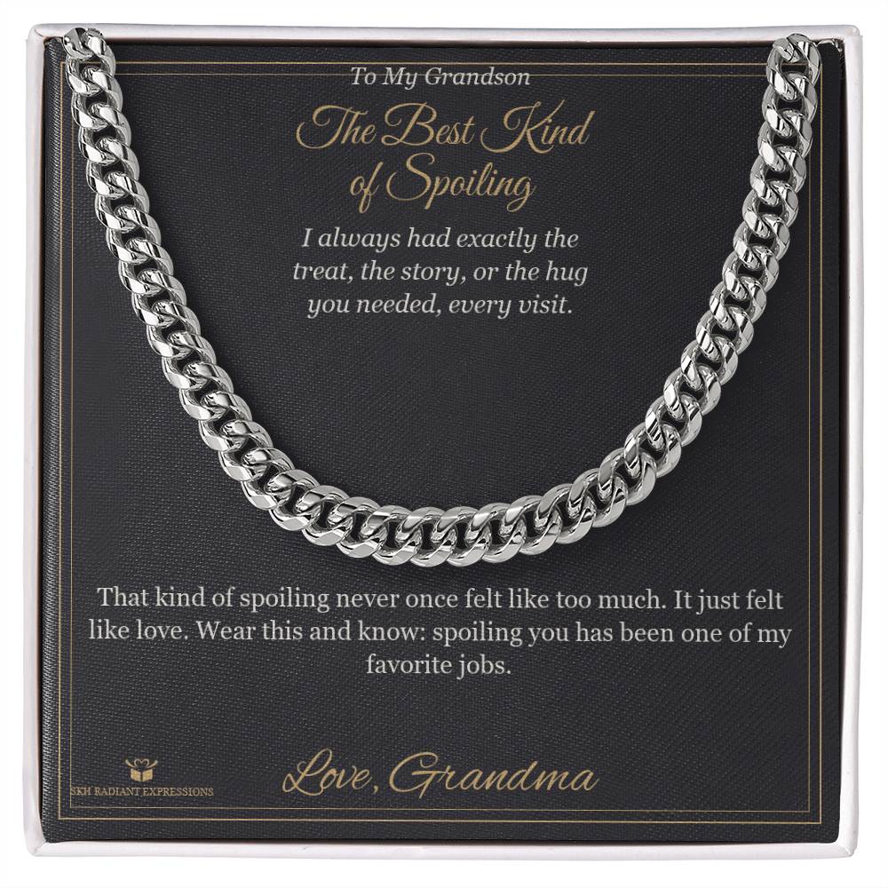 The Best Kind of Spoiling - Cuban Link Chain for Grandson - personalized keepsake gift from SKH Radiant Expressions