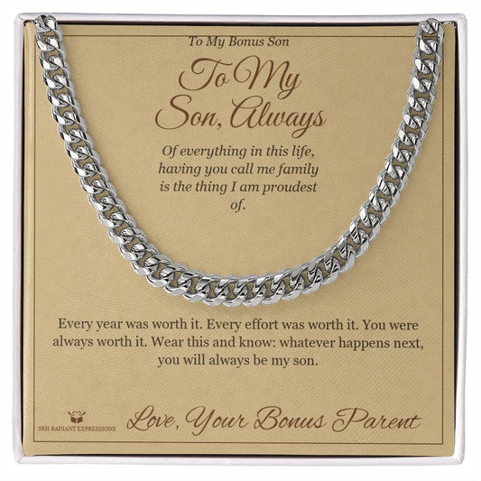 To My Son, Always - Cuban Link Chain for Stepson - personalized keepsake gift from SKH Radiant Expressions