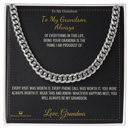 To My Grandson, Always - Cuban Link Chain for Grandson - personalized keepsake gift from SKH Radiant Expressions