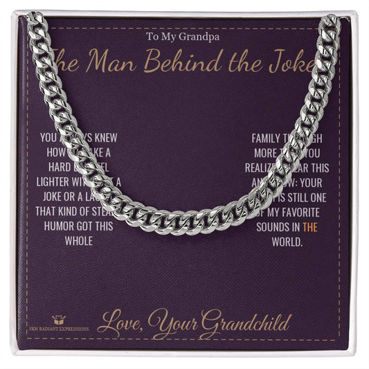 The Man Behind the Jokes - Cuban Link Chain for Grandfather - personalized keepsake gift from SKH Radiant Expressions