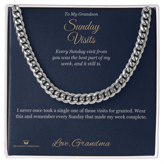 Sunday Visits - Cuban Link Chain for Grandson - personalized keepsake gift from SKH Radiant Expressions