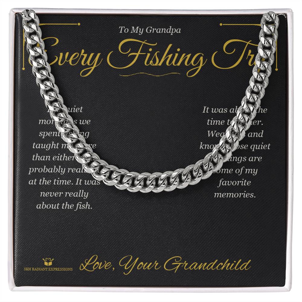 Every Fishing Trip - Cuban Link Chain for Grandfather - personalized keepsake gift from SKH Radiant Expressions