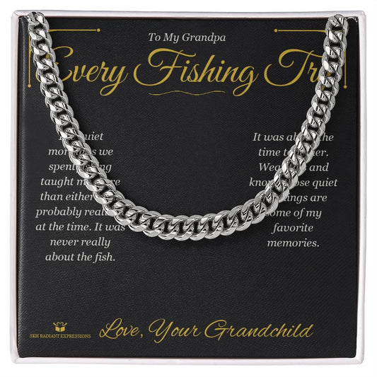Every Fishing Trip - Cuban Link Chain for Grandfather - personalized keepsake gift from SKH Radiant Expressions