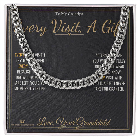 Every Visit, A Gift - Cuban Link Chain for Grandfather - personalized keepsake gift from SKH Radiant Expressions