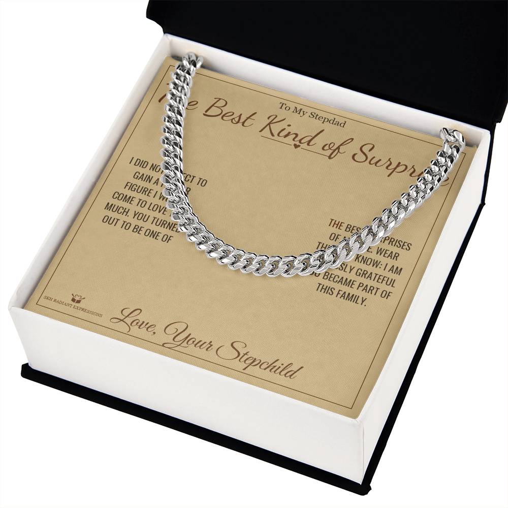 The Best Kind of Surprise - Cuban Link Chain for Stepdad - personalized keepsake gift from SKH Radiant Expressions