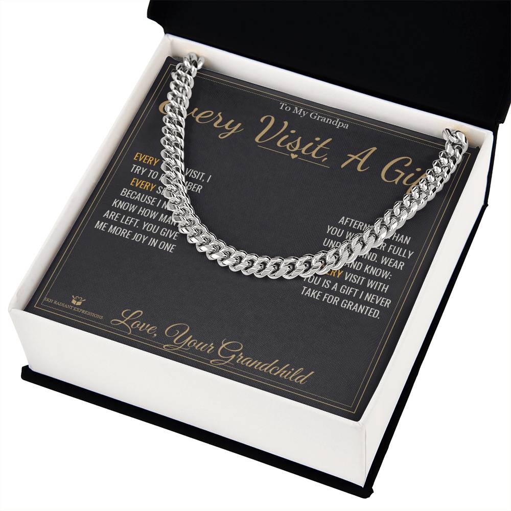 Every Visit, A Gift - Cuban Link Chain for Grandfather - personalized keepsake gift from SKH Radiant Expressions