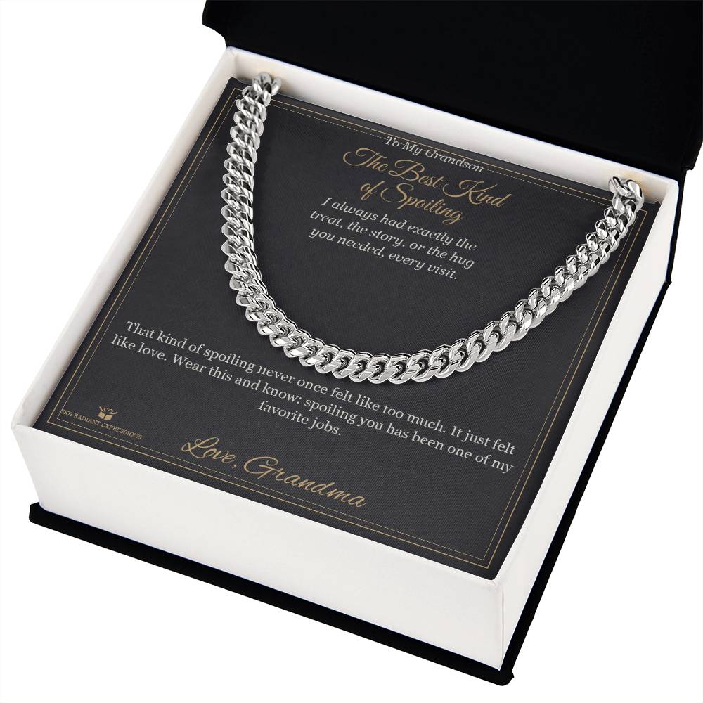 The Best Kind of Spoiling - Cuban Link Chain for Grandson - personalized keepsake gift from SKH Radiant Expressions