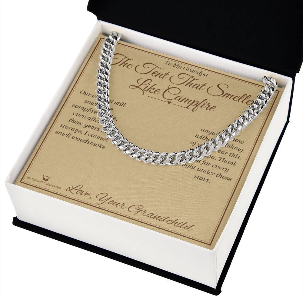 The Tent That Smelled Like Campfire - Cuban Link Chain for Grandfather - personalized keepsake gift from SKH Radiant Expressions