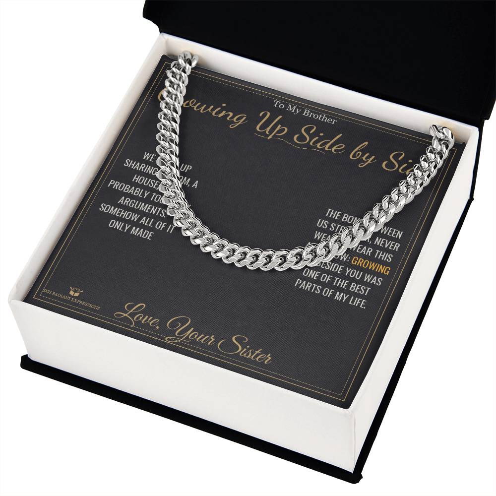 Growing Up Side by Side - Cuban Link Chain for Brother - personalized keepsake gift from SKH Radiant Expressions