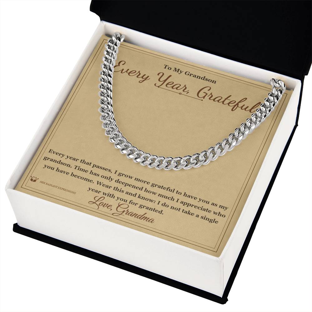 Every Year, Grateful - Cuban Link Chain for Grandson