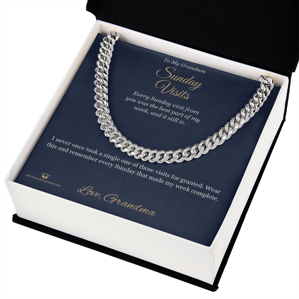 Sunday Visits - Cuban Link Chain for Grandson - personalized keepsake gift from SKH Radiant Expressions