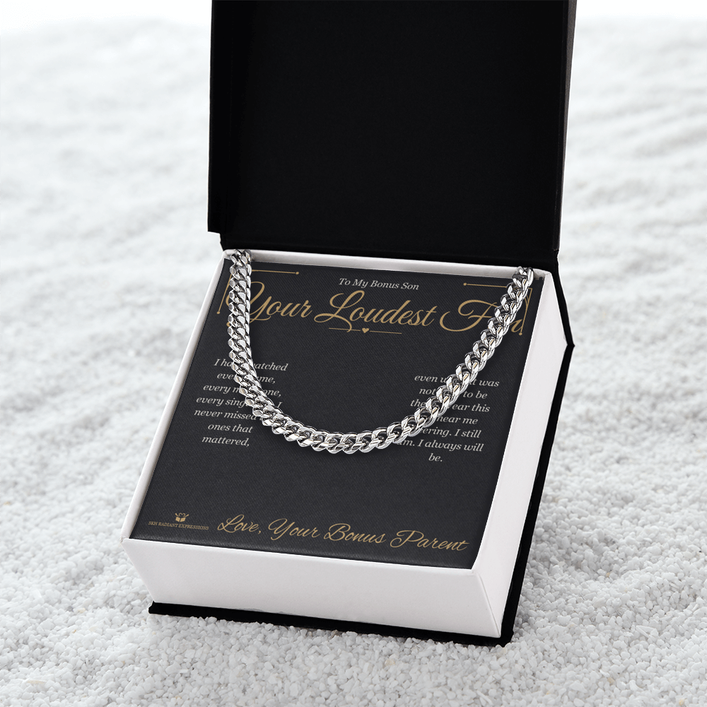 Your Loudest Fan - Cuban Link Chain for Stepson - personalized keepsake gift from SKH Radiant Expressions
