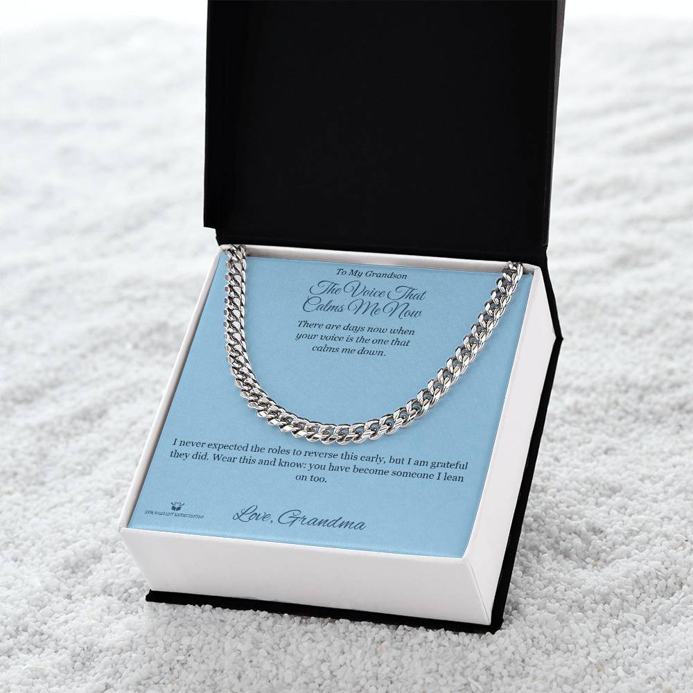 The Voice That Calms Me Now - Cuban Link Chain for Grandson - personalized keepsake gift from SKH Radiant Expressions