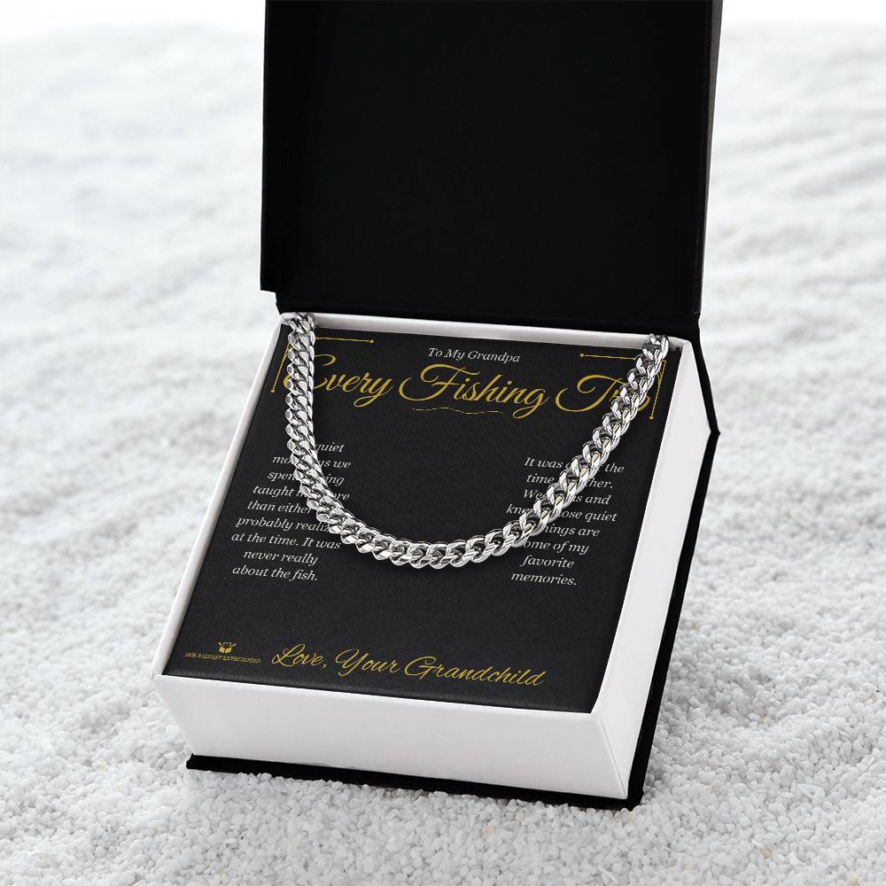 Every Fishing Trip - Cuban Link Chain for Grandfather - personalized keepsake gift from SKH Radiant Expressions