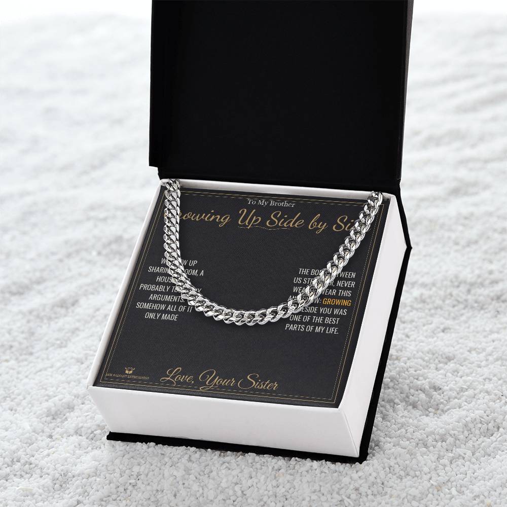 Growing Up Side by Side - Cuban Link Chain for Brother - personalized keepsake gift from SKH Radiant Expressions