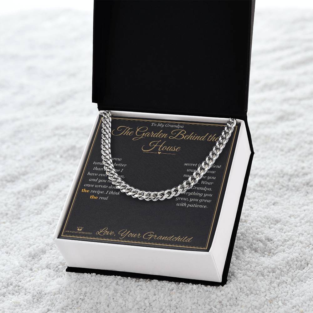 The Garden Behind the House - Cuban Link Chain for Grandfather - personalized keepsake gift from SKH Radiant Expressions