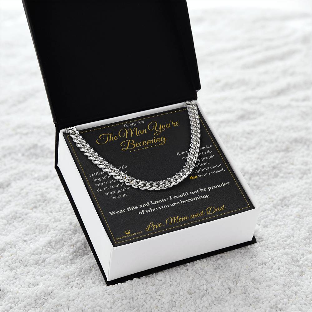 The Man You're Becoming - Cuban Link Chain for Son - personalized keepsake gift from SKH Radiant Expressions