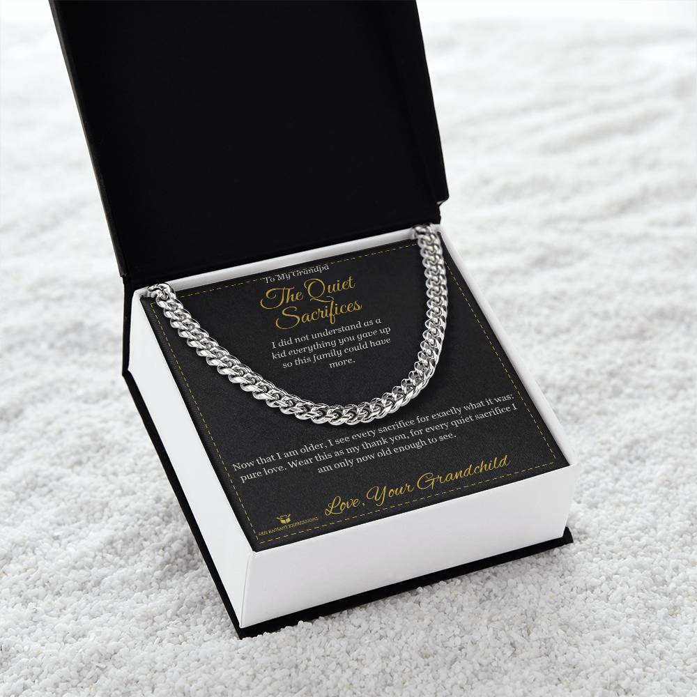 The Quiet Sacrifices - Cuban Link Chain for Grandfather - personalized keepsake gift from SKH Radiant Expressions