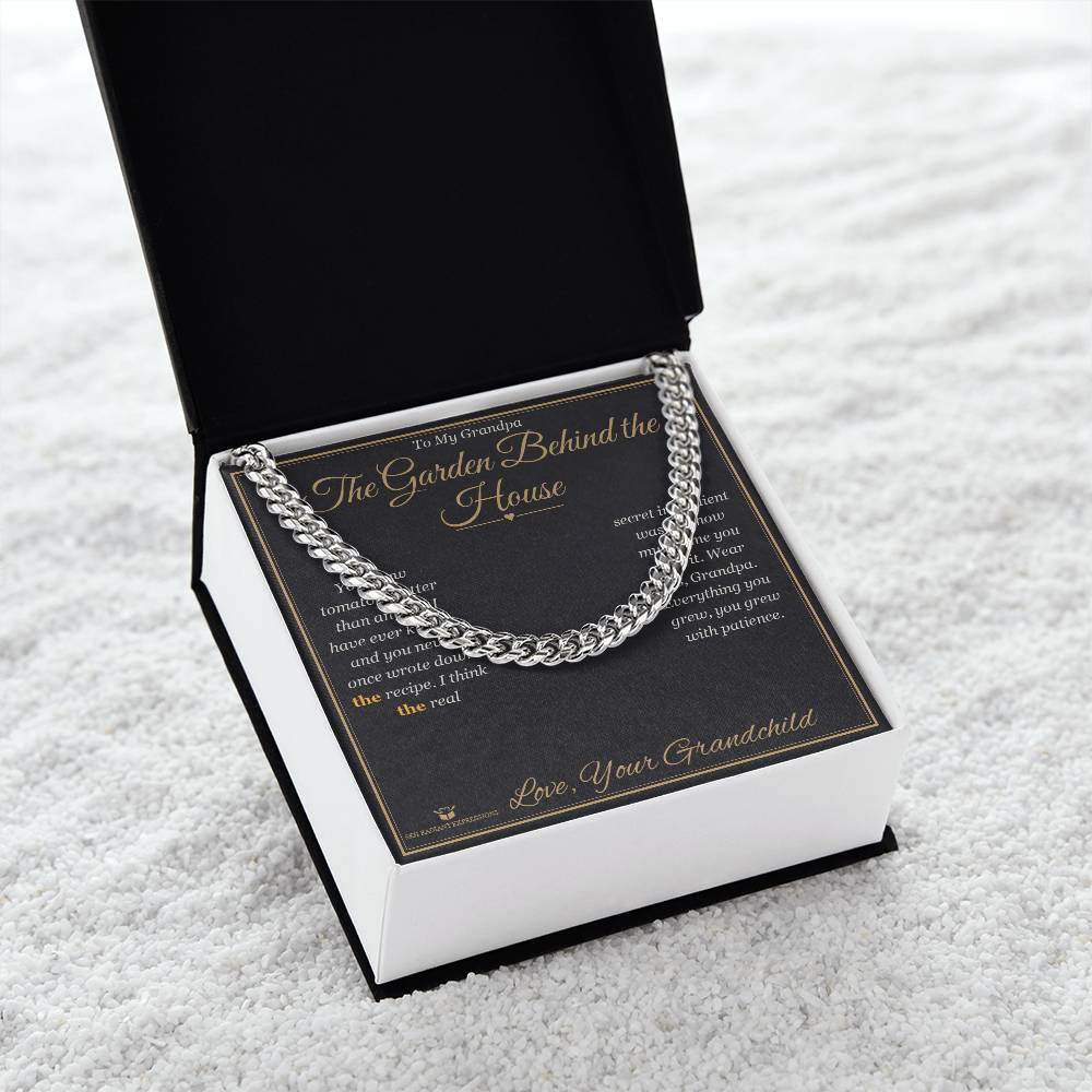 The Garden Behind the House - Cuban Link Chain for Grandfather - personalized keepsake gift from SKH Radiant Expressions