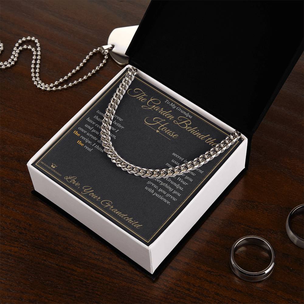 The Garden Behind the House - Cuban Link Chain for Grandfather - personalized keepsake gift from SKH Radiant Expressions