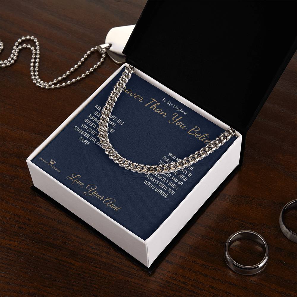 Braver Than You Believe - Cuban Link Chain for Nephew - personalized keepsake gift from SKH Radiant Expressions
