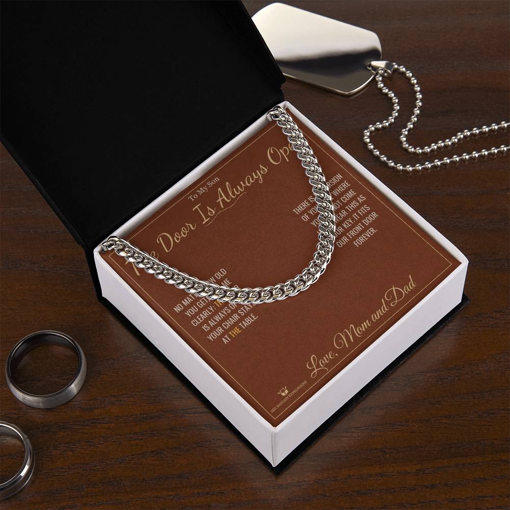 The Door Is Always Open - Cuban Link Chain for Son - personalized keepsake gift from SKH Radiant Expressions