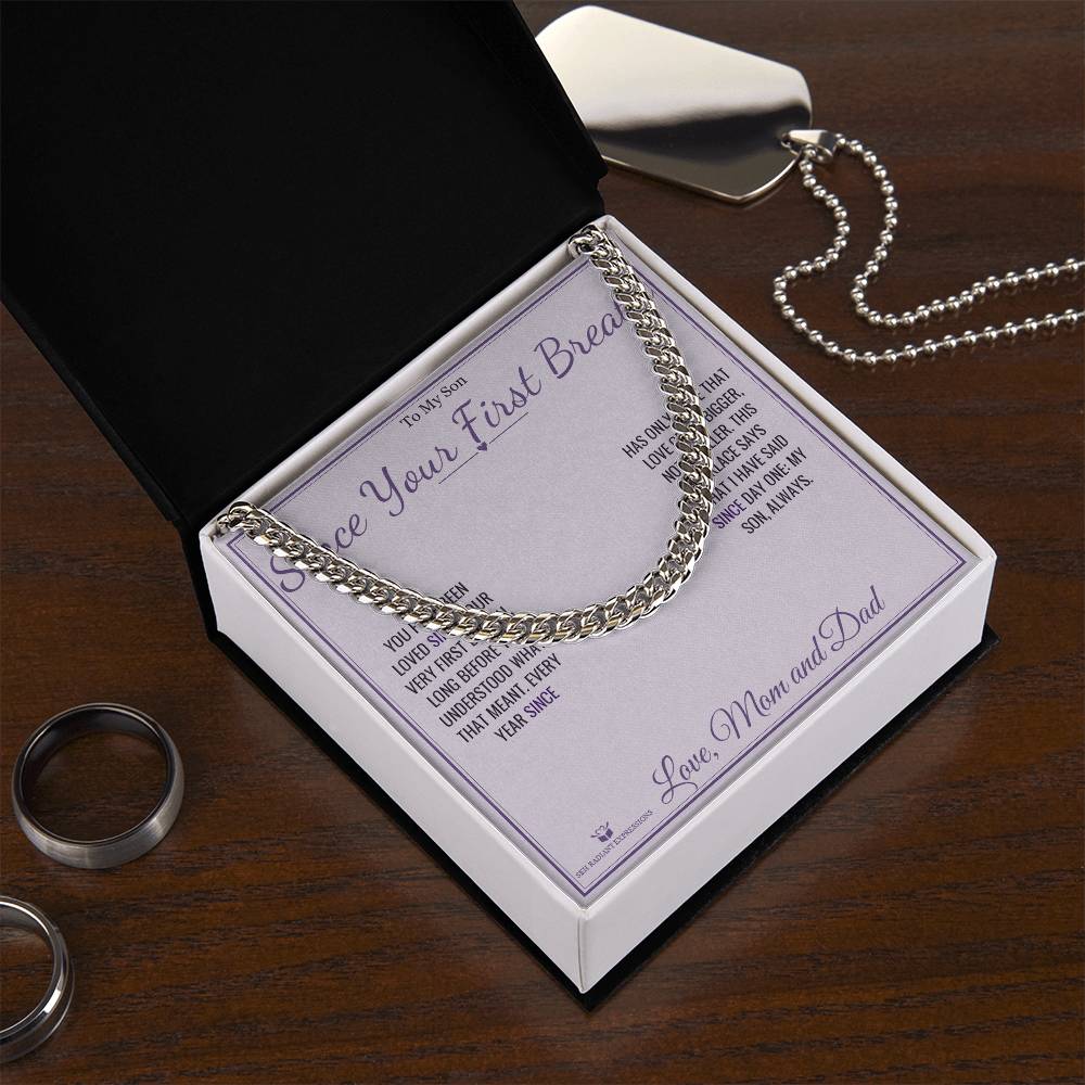 Since Your First Breath - Cuban Link Chain for Son - personalized keepsake gift from SKH Radiant Expressions