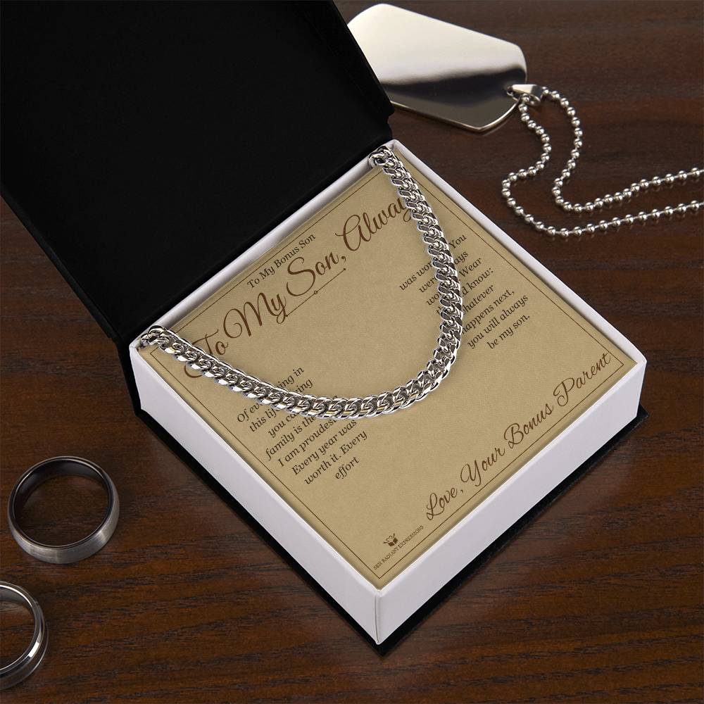 To My Son, Always - Cuban Link Chain for Stepson