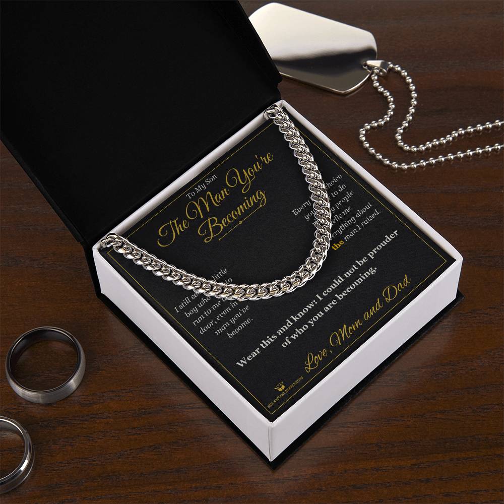 The Man You're Becoming - Cuban Link Chain for Son - personalized keepsake gift from SKH Radiant Expressions