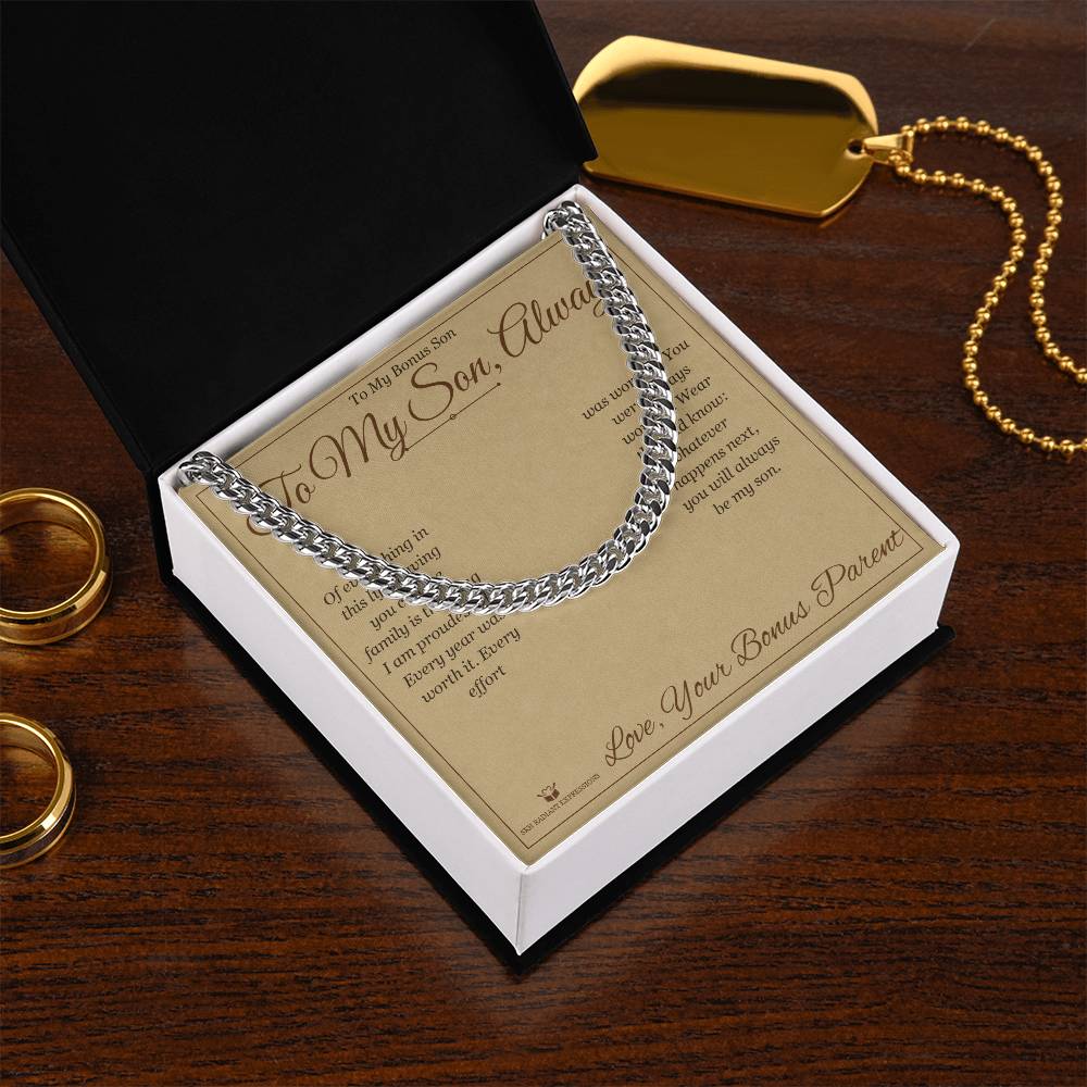 To My Son, Always - Cuban Link Chain for Stepson