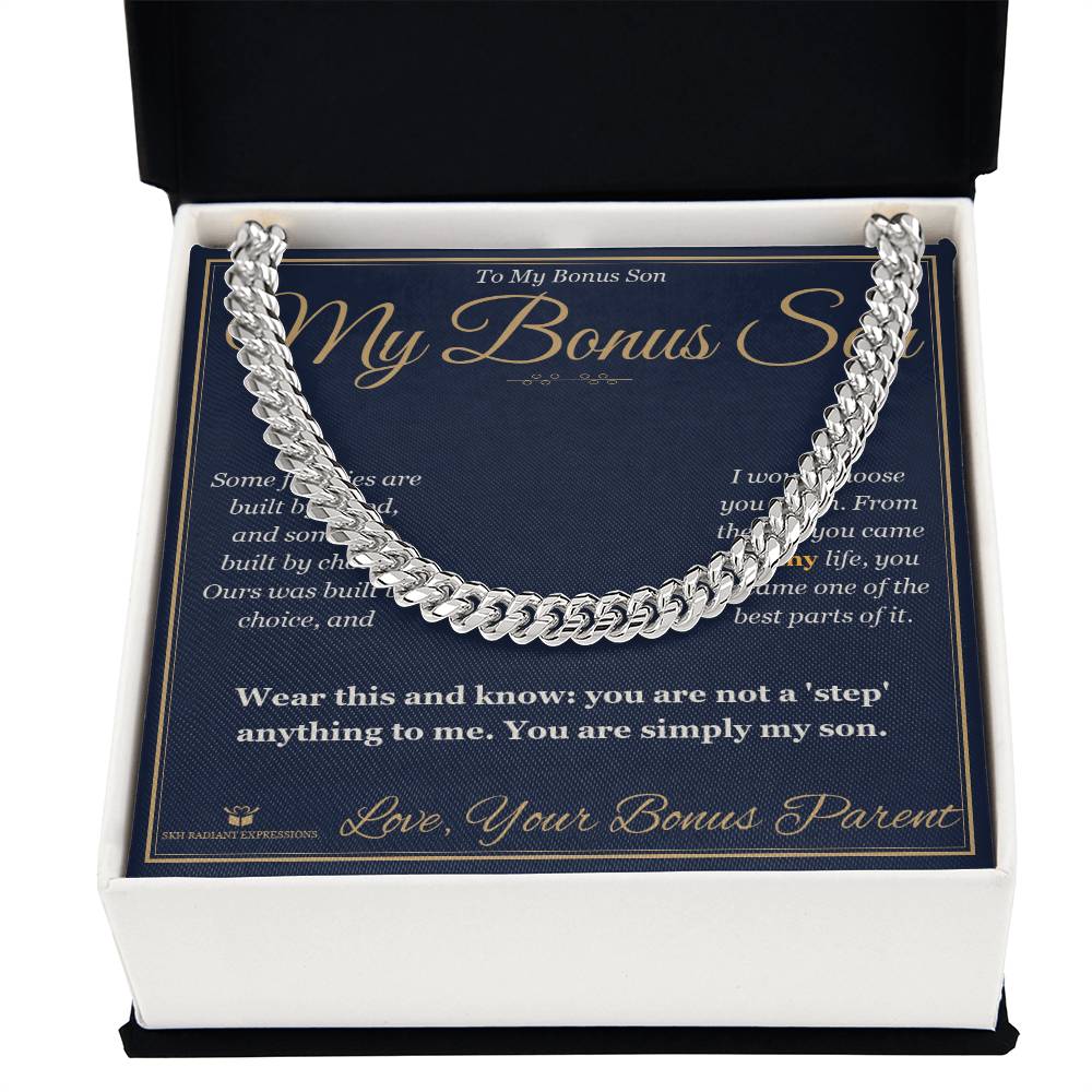 My Bonus Son - Cuban Link Chain for Stepson - personalized keepsake gift from SKH Radiant Expressions