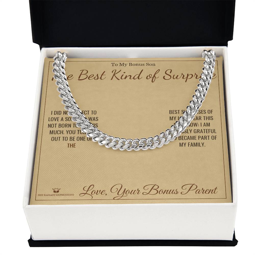 The Best Kind of Surprise - Cuban Link Chain for Stepson - personalized keepsake gift from SKH Radiant Expressions