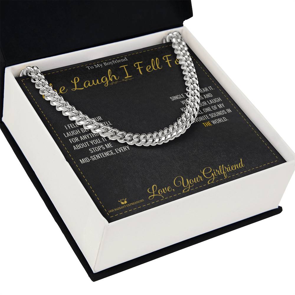 The Laugh I Fell For - Cuban Link Chain for Boyfriend - personalized keepsake gift from SKH Radiant Expressions