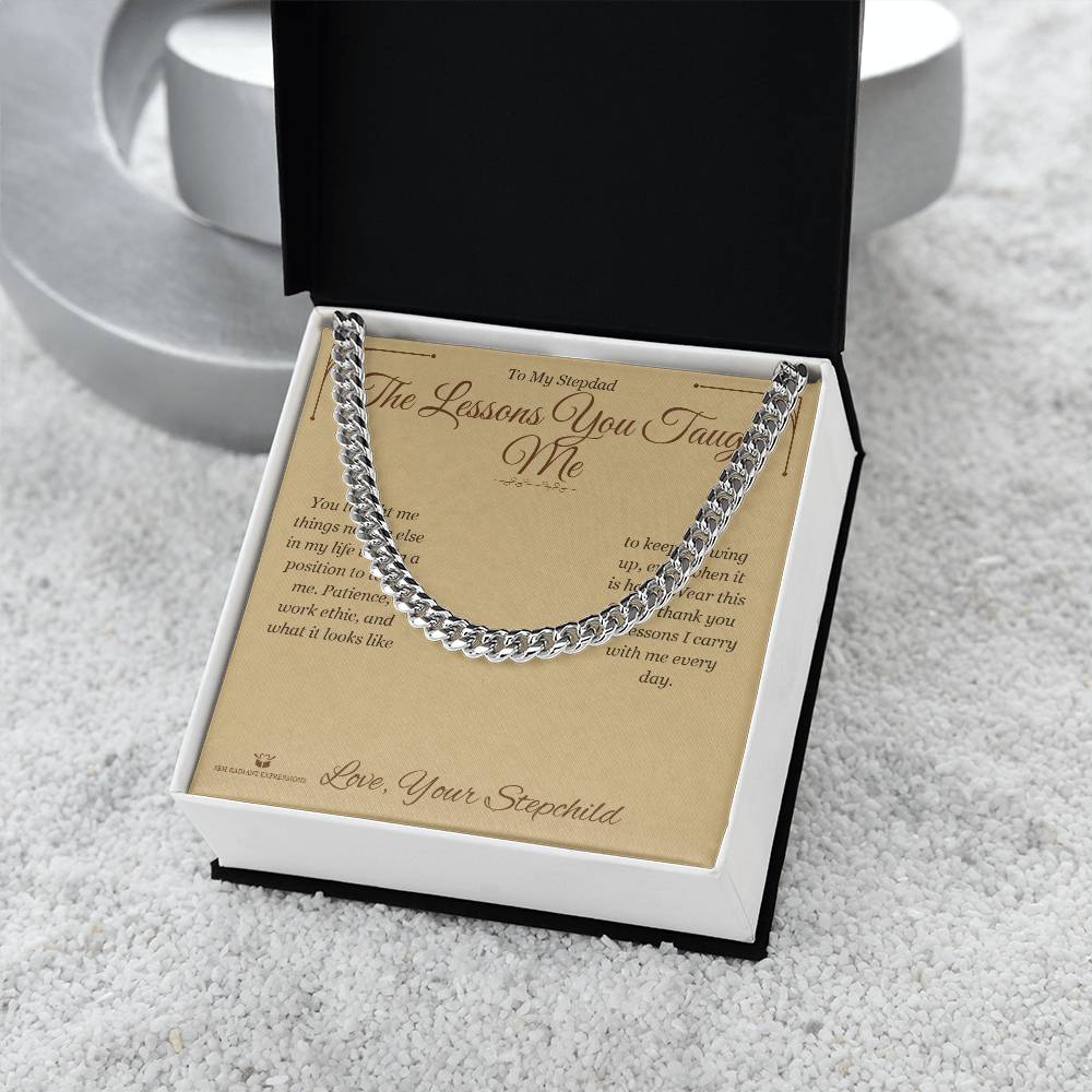 The Lessons You Taught Me - Cuban Link Chain for Stepdad - personalized keepsake gift from SKH Radiant Expressions