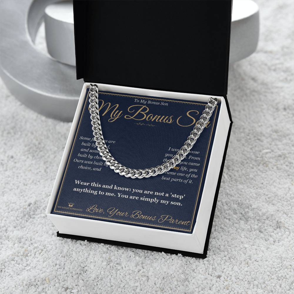 My Bonus Son - Cuban Link Chain for Stepson - personalized keepsake gift from SKH Radiant Expressions
