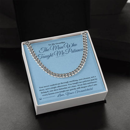 Cuban Link Chain with personalized message card for grandfather