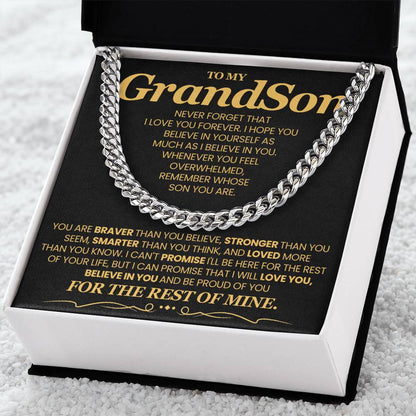 Beautiful Keepsake for Grandson from Grandparent with personalized message card for grandson from grandparent