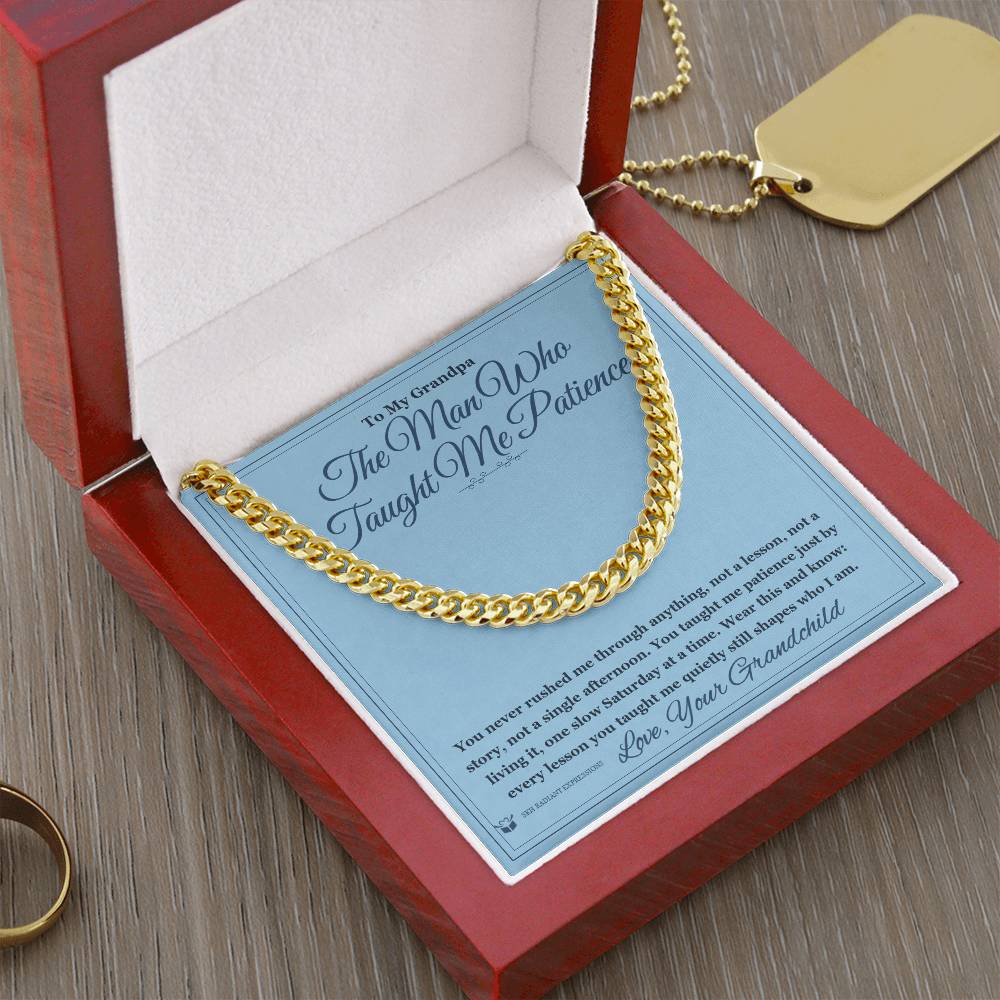 Cuban Link Chain engraved with your own words for grandfather