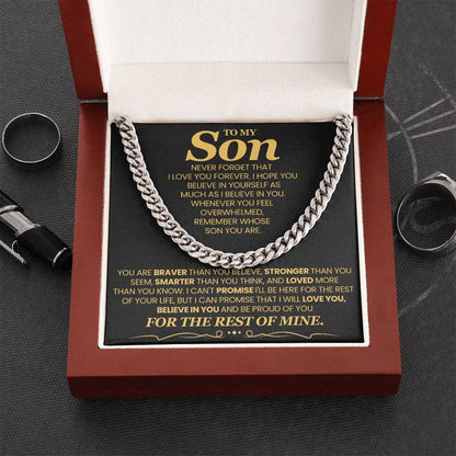 Cuban Link Chain with personalized message card for son