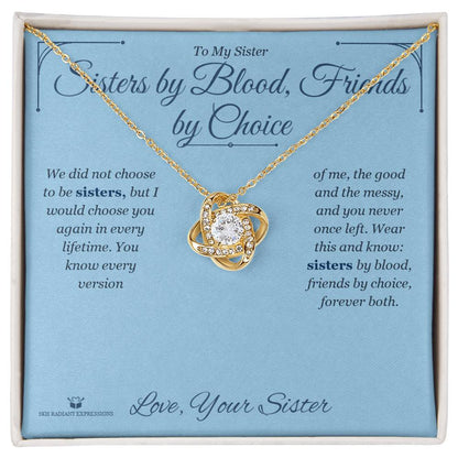 Thoughtful love knot necklace gift for sister