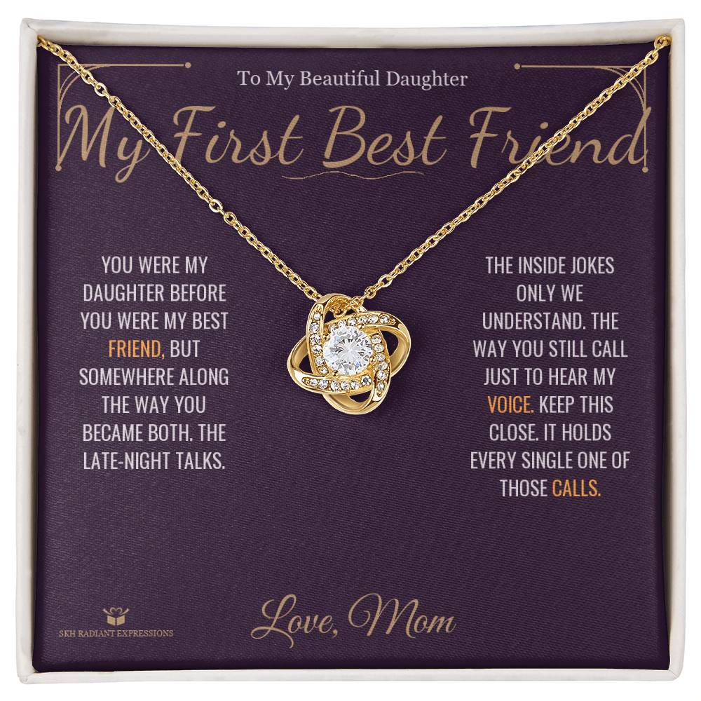 Thoughtful love knot necklace gift for daughter