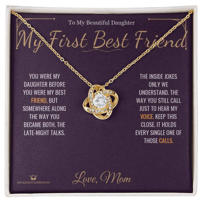 Thoughtful love knot necklace gift for daughter