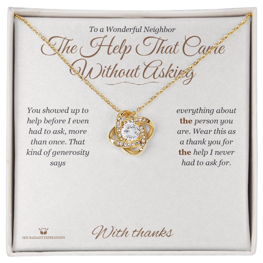 Thoughtful love knot necklace gift for neighbor
