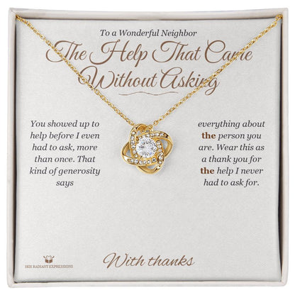 Thoughtful love knot necklace gift for neighbor