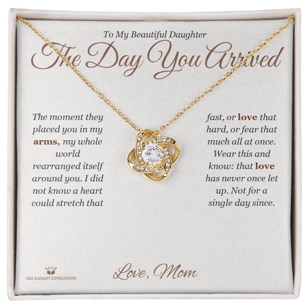 Thoughtful love knot necklace gift for daughter
