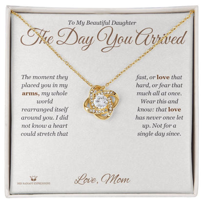 Thoughtful love knot necklace gift for daughter