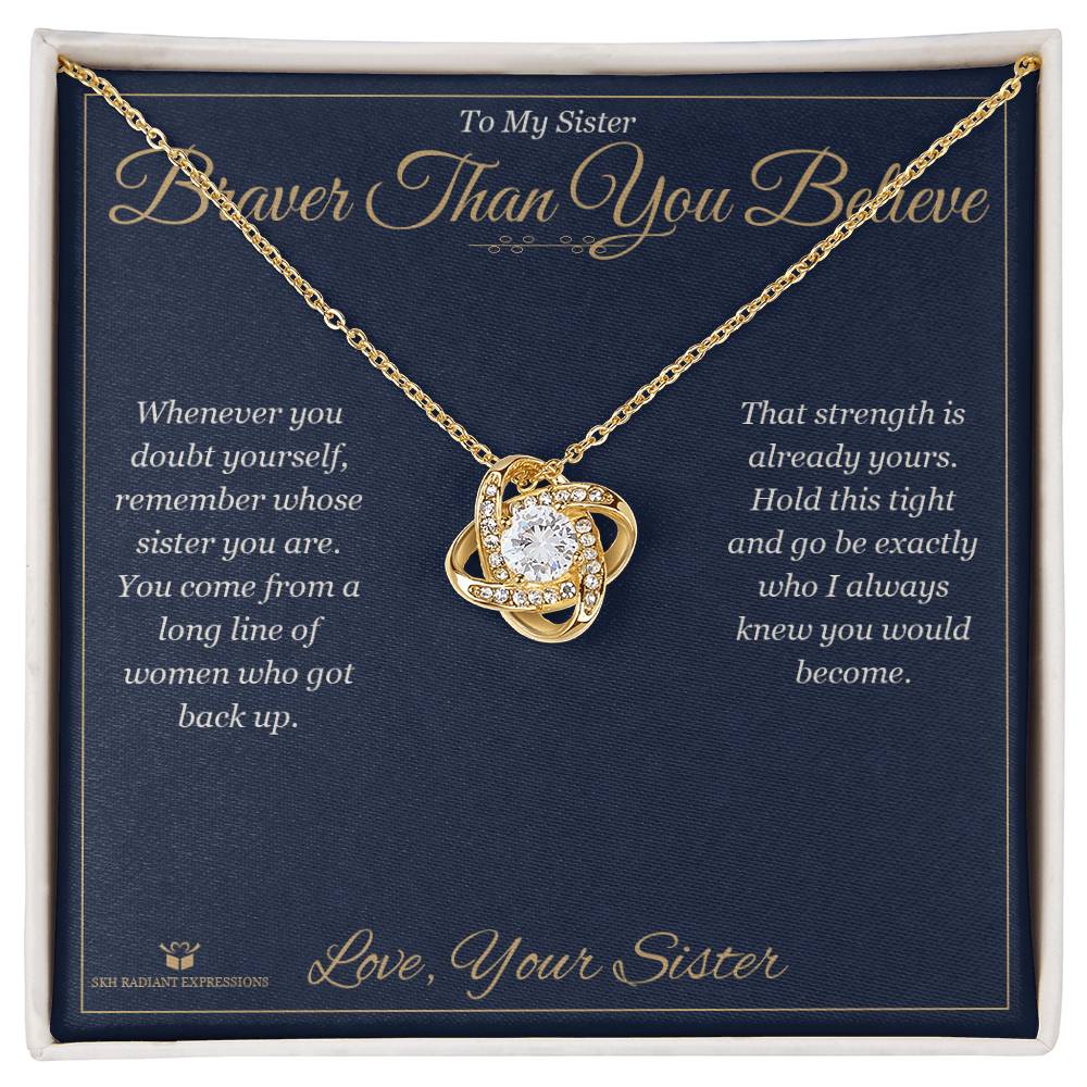 Thoughtful love knot necklace gift for sister